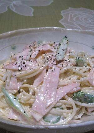 レンジで簡単♪カルボナーラ風サラスパ-レシピのメイン写真