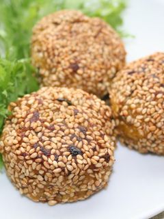 かぼちゃと高菜のゴマだんご-レシピのメイン写真