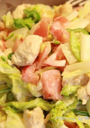 鶏むね肉と白菜の豆乳シーザーサラダ-レシピのメイン写真