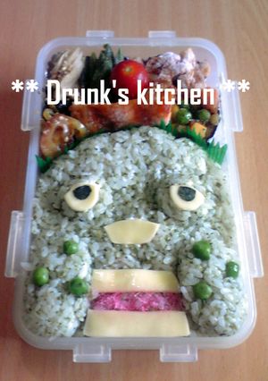 【お弁当】　☆ガチャピン弁当☆-レシピのメイン写真