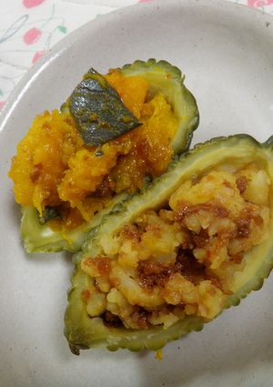 ゴーヤの肉味噌ボート【QP具のソース】①-レシピのメイン写真
