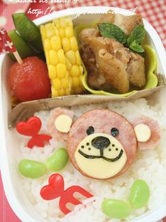 キャラ弁☆ハムステーキdeブーフ♪-レシピのメイン写真