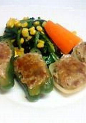 ピーマンと玉ねぎの肉詰め♪-レシピのメイン写真