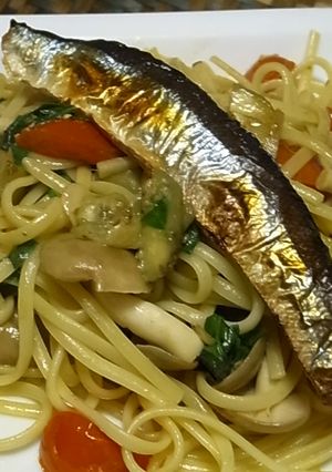 焼きさんまと焼きナスのアンチョビパスタ-レシピのメイン写真