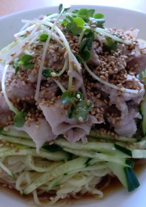 なかなかいけます「豚しゃぶの冷やし中華」-レシピのメイン写真