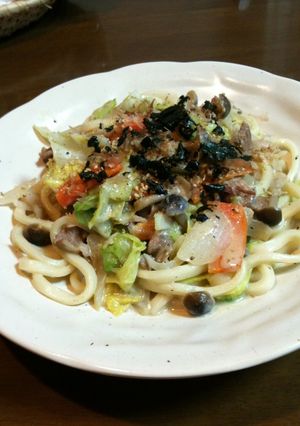 カルボな焼きうどん-レシピのメイン写真