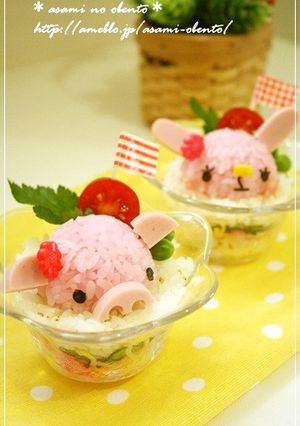 キャラ弁☆カップ寿司de動物いろいろ♪-レシピのメイン写真