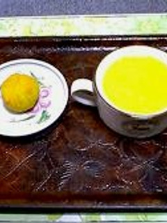 牛乳だけで作るカボチャスープと茶巾-レシピのメイン写真