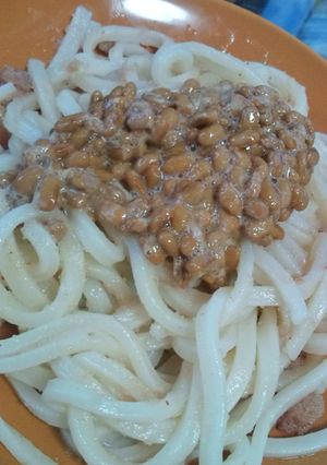 ★簡単★めんたいこおうどん納豆がけ-レシピのメイン写真
