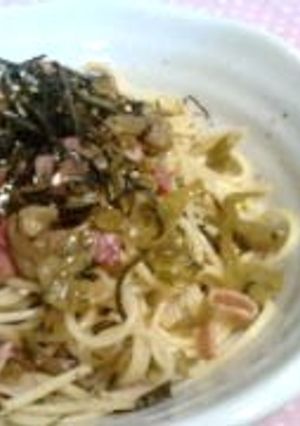 らくちん♪高菜とベーコンの醤油パスタ-レシピのメイン写真