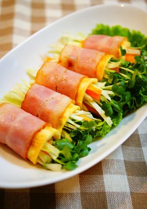 ✿生野菜のベーコンエッグ巻き✿-レシピのメイン写真