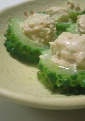 ゴーヤの肉詰めのレンジ蒸し-レシピのメイン写真
