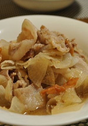 豚バラと大根の梅肉炒め。-レシピのメイン写真