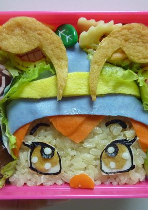 キャラ弁　みつばちハッチの花畑弁当-レシピのメイン写真