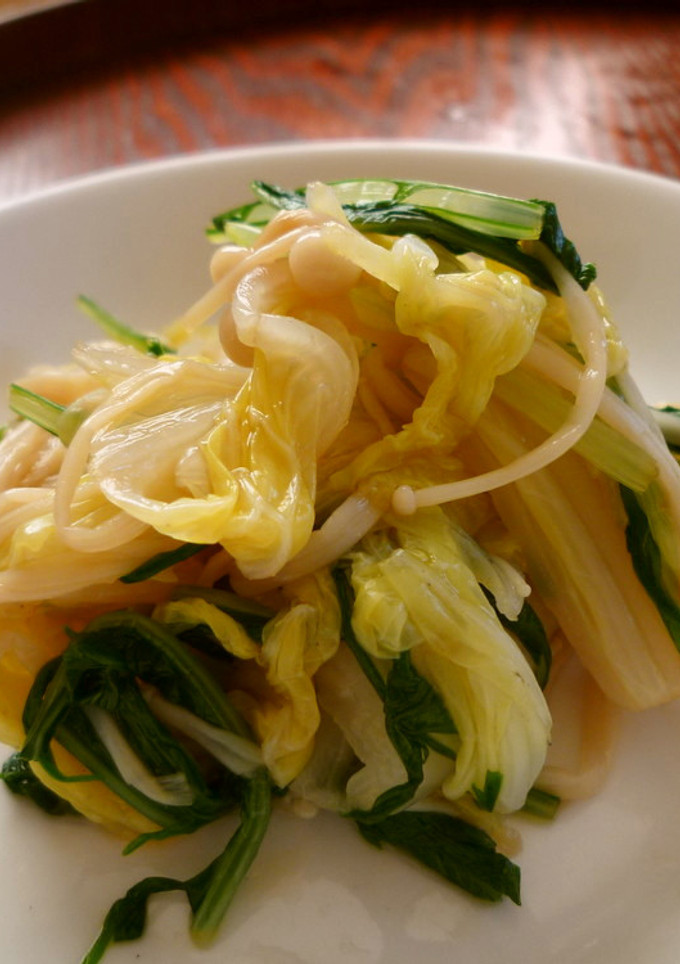 鍋の残り野菜＊白菜えのき水菜のおひたし＊-レシピのメイン写真