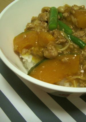 かぼちゃのスタミナ肉あんかけ丼-レシピのメイン写真