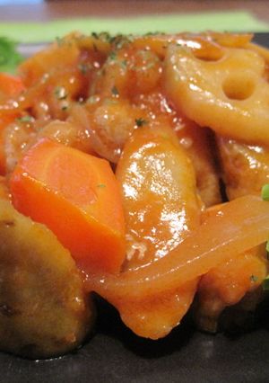 優しい味☆豚肉と根菜の和風ケチャップ煮-レシピのメイン写真