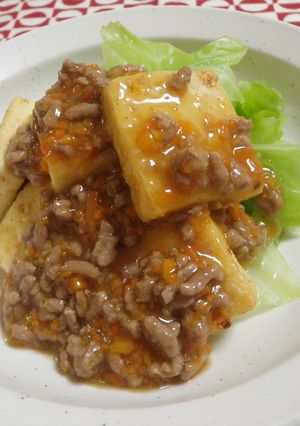 豆腐のごま油揚げ そぼろあんかけソース-レシピのメイン写真