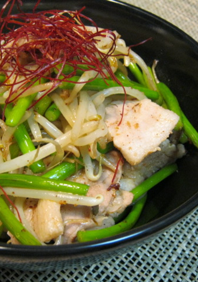 もやしと豚肉のにんにくの芽炒め☆-レシピのメイン写真