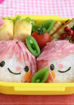 キャラ弁☆仲良しビアハム女の子弁当-レシピのメイン写真