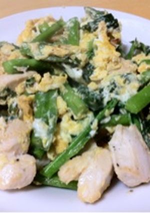 つるむらさきと鳥肉のチャンプル-レシピのメイン写真