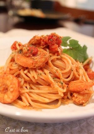 車えびとフレッシュトマトのクリームパスタ-レシピのメイン写真