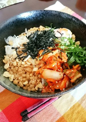 1人暮らしの簡単ランチ　納豆キムチうどん-レシピのメイン写真