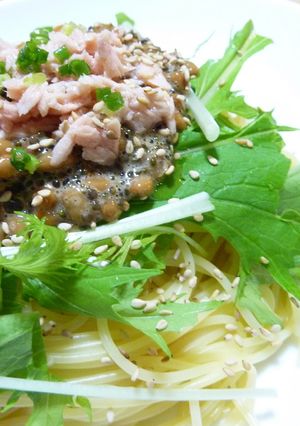 つぶつぶで激ウマ！なっとんぶり和風パスタ-レシピのメイン写真