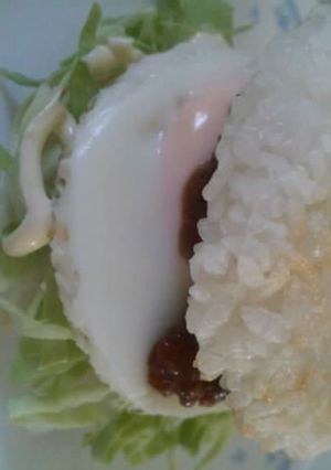 肉味噌風月見ライスバーガー-レシピのメイン写真