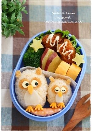 ホ～ホ～森のふくろう親子＊キャラ弁-レシピのメイン写真
