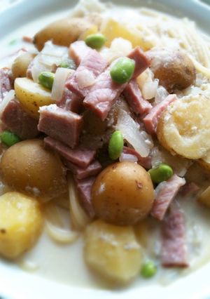 じゃがいもとベーコンのミルクスープパスタ-レシピのメイン写真