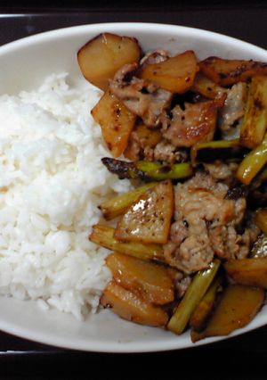 豚肉とアスパラとポテトの炒め-レシピのメイン写真