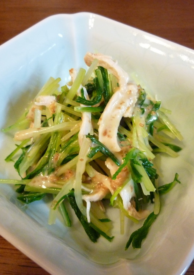 ささ身と水菜の簡単和風サラダ（^-^）ｖ-レシピのメイン写真