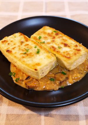 豆腐ステーキ・肉味噌キノコクリームソース-レシピのメイン写真