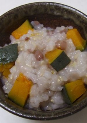 炊飯器で簡単!小豆とかぼちゃの玄米粥-レシピのメイン写真