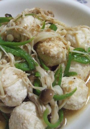 ヘルシー鶏団子きのこ和え-レシピのメイン写真