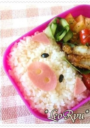 時間なくても可愛キャラ弁✿ブタさんお弁㌧-レシピのメイン写真