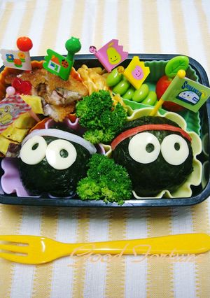 簡単☆運動会キャラ弁　まっくろくろすけ　-レシピのメイン写真