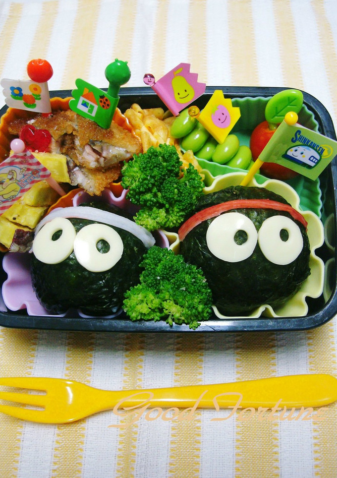 簡単☆運動会キャラ弁　まっくろくろすけ　-レシピのメイン写真