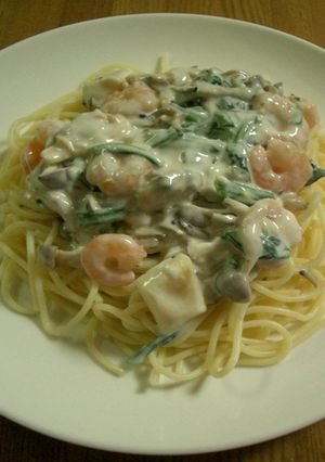 水切りヨーグルトとシーフードの冷製パスタ-レシピのメイン写真