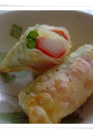 ミニアスパラとチーズの餃子の皮巻き-レシピのメイン写真