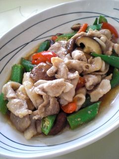 豚肉とオクラ椎茸の炒め物-レシピのメイン写真