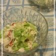 豆腐とカニカマ・レタスのコーンマヨサラダ