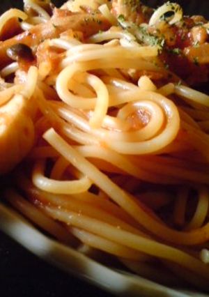 ささみとしめじのトマトソーススパゲティ-レシピのメイン写真