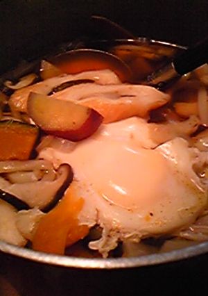 秋の激ウマお手軽鍋焼きうどん風-レシピのメイン写真