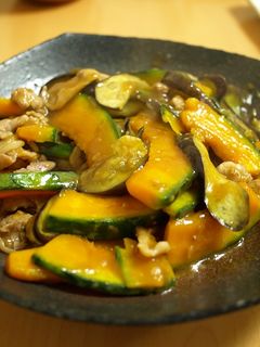 豚肉とかぼちゃとなすの炒めあんかけ-レシピのメイン写真