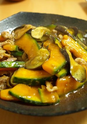 豚肉とかぼちゃとなすの炒めあんかけ-レシピのメイン写真