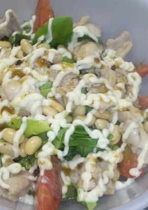 鶏肉水菜サラダ菜の豆☆サラダ-レシピのメイン写真