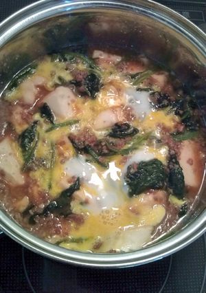 簡単！豆腐と挽き肉とほうれん草の煮物-レシピのメイン写真