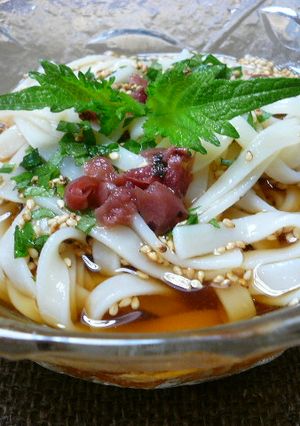 【農家のレシピ】冷やし梅シソうどん-レシピのメイン写真